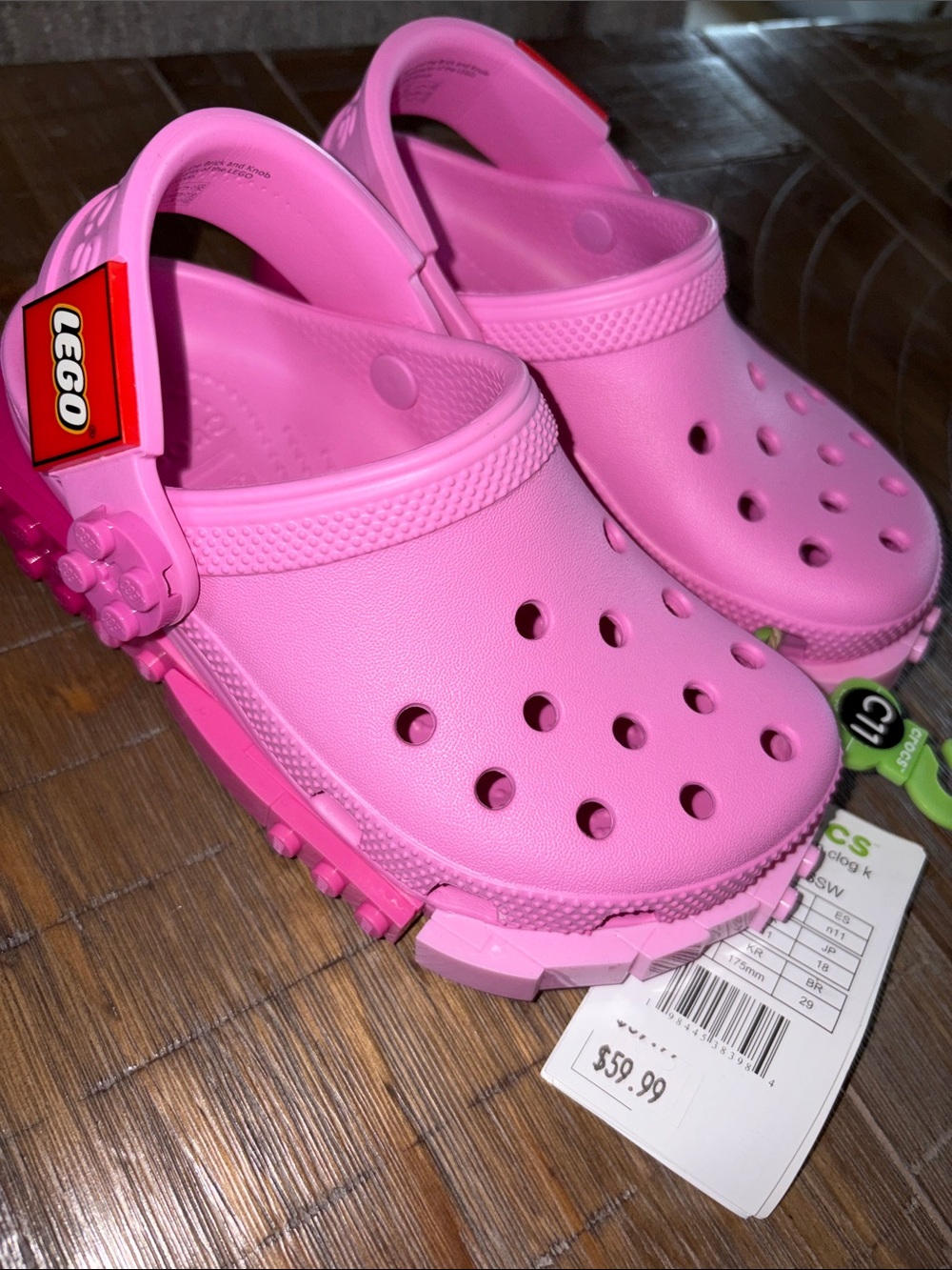LEGO Kids' Pink Brick-Detail Clog C 11